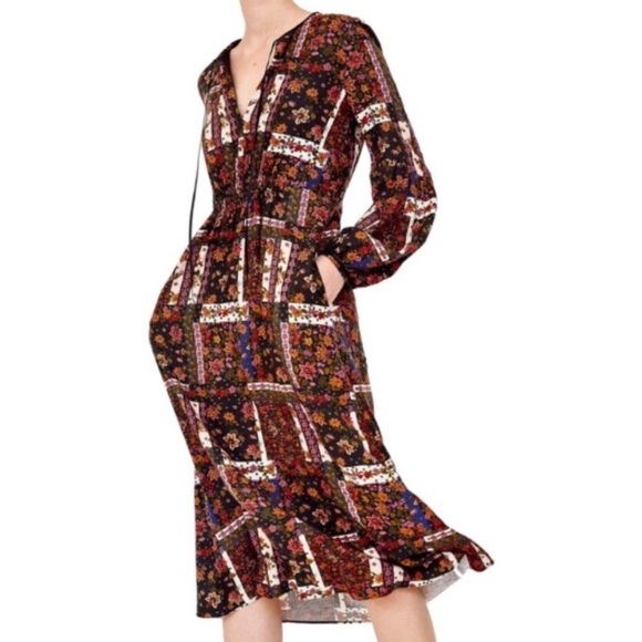 Zara Retro Hippie Patchwork Dress - Picture 2 of 5